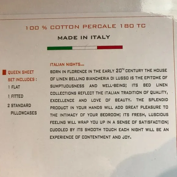 BELLINO ITALY Solid White Bed Sheets Cotton Percale QUEEN SHEET SET - Picture 4 of 4